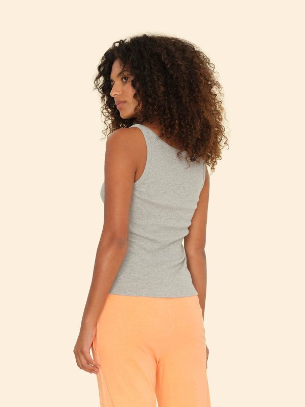 Heather Grey Beck Fine Rib Tank Top - Image 2