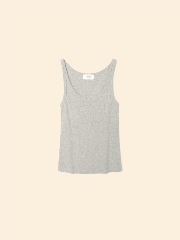 Heather Grey Beck Fine Rib Tank Top - Image 4