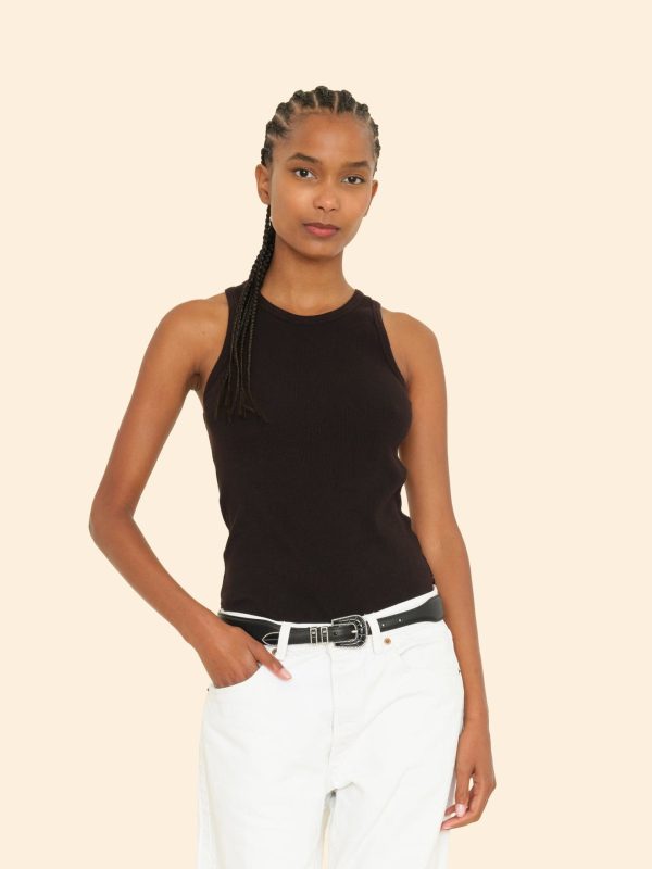 True Black Arynn Fine Rib Tank Top