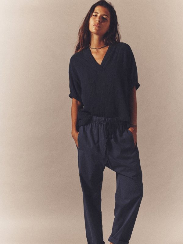 Navy Draper Pant